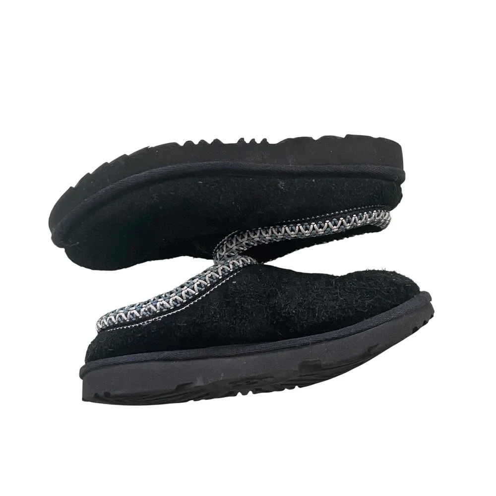 UGG Kids Tasman Black Suede Slippers Sheepskin Lining 1019066K Size 1 Black